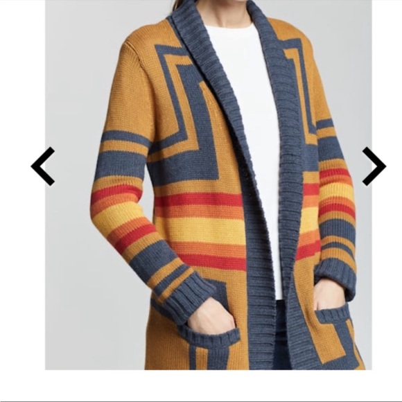 Pendleton Open Cardigan sz small like new mustard navy sweater - Picture 6 of 12